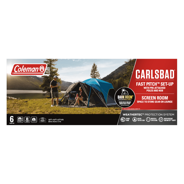 Coleman 6-Person Carlsbad Dark Room Dome Camping Tent w/ Screen Room