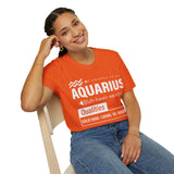 Buy Martian Merch™ | Your Fave Travel Tee | Zodiac Series : Aquarius | (Various Colors) Unisex T-Shirt Sizes S - 3XL