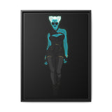 Rein in Ray-Bans: Femme Fatale – Framed 18x24 Canvas | Galactic Noir Steampunk Wall Art (FSC-Certified Wood) | International Shipping Available
