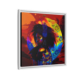 Seluna Virelle – Ruler of Reverb | 20x20 Framed Canvas Wall Art | 54 Mondays Project™ | Cosmic Queen of the Lunar Sound Realms | International Shipping Available