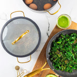 @BuyMartianHome | 12-Piece Nonstick Cookware Set – Black and Gold Pots, Pans & Protectors for Modern Kitchens