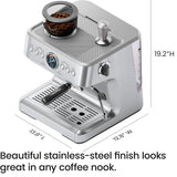 Chefman Crema Supreme 15-Bar Espresso Machine w/ Built-In Grinder, Steam Wand & 3L Water Tank – Stainless Steel