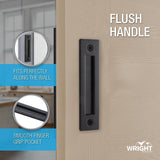 4 Pack | Wright Products  Interior Barn Door Handle Set | Pull Handle + Flush Handle | Matte Black | 7-1/16" Long | No Special Tools Required