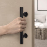 4 Pack | Wright Products  Interior Barn Door Handle Set | Pull Handle + Flush Handle | Matte Black | 7-1/16" Long | No Special Tools Required