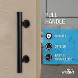 4 Pack | Wright Products  Interior Barn Door Handle Set | Pull Handle + Flush Handle | Matte Black | 7-1/16" Long | No Special Tools Required