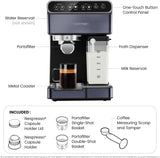 @BuyMartianHome | Chefman 6-in-1 Espresso Machine – 1350W Semi-Automatic Barista Maker with Steam Wand & Touch Controls (Black, 1.8L)