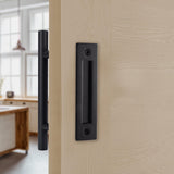 4 Pack | Wright Products  Interior Barn Door Handle Set | Pull Handle + Flush Handle | Matte Black | 7-1/16" Long | No Special Tools Required