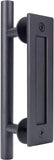 4 Pack | Wright Products  Interior Barn Door Handle Set | Pull Handle + Flush Handle | Matte Black | 7-1/16" Long | No Special Tools Required