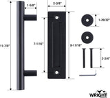 4 Pack | Wright Products  Interior Barn Door Handle Set | Pull Handle + Flush Handle | Matte Black | 7-1/16" Long | No Special Tools Required