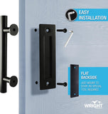 4 Pack | Wright Products  Interior Barn Door Handle Set | Pull Handle + Flush Handle | Matte Black | 7-1/16" Long | No Special Tools Required