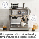 Chefman Crema Supreme 15-Bar Espresso Machine w/ Built-In Grinder, Steam Wand & 3L Water Tank – Stainless Steel