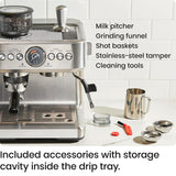 Chefman Crema Supreme 15-Bar Espresso Machine w/ Built-In Grinder, Steam Wand & 3L Water Tank – Stainless Steel