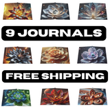 54 Mondays Project™ | @MaxGardenGalax | Cosmic Bloom Journal 9-Pack – Galactic Flow Edition | Sun, Moon, Stars, Mercury, Venus, Pluto, Earth, Mars, Jupiter | FREE Shipping | 1,350 Pages In All