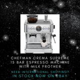 Chefman Crema Supreme 15-Bar Espresso Machine w/ Built-In Grinder, Steam Wand & 3L Water Tank – Stainless Steel