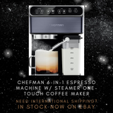 @BuyMartianHome | Chefman 6-in-1 Espresso Machine – 1350W Semi-Automatic Barista Maker with Steam Wand & Touch Controls (Black, 1.8L)