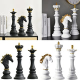 New Chess Art Statue – Elegant Chessmen Sculpture for Cabinet Decor & Artistic Accessories