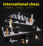 Portable Magnetic Chess, Backgammon & Checkers Set – Large Board for Travel & Entertainment | Perfect Christmas Gift for Adults & Kids