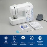 Brother LX3817 17-Stitch Portable Full-Size Sewing Machine - White