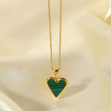 @BuyMartianJewelry | @TheSaucyMartian Fierce Heart Love Pendant Necklace | Options :  Gold White, Shell Green, or Malachite Black | Great Gift for Women