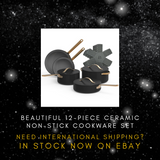 Beautiful Black Sesame 12-Piece Ceramic Non-Stick Cookware Set | NEW IN BOX | SOLD OUT IN STORES - ONE LEFT