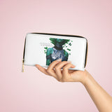 Buy Martian Merch ™ | "Femininity Is A Balance... " White Vegan Leather Zipper Wallet (Rojo + Verde)