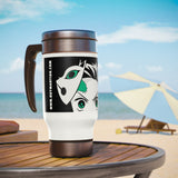 Buy Martian Merch ™ | Anime Inspired :  Tan - Ish Stainless Steel Travel Mug w/ Handle, 14oz (Black)