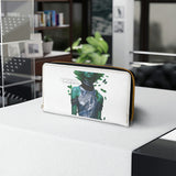 Buy Martian Merch ™ | "Femininity Is A Balance... " White Vegan Leather Zipper Wallet (Rojo + Verde)