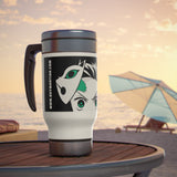 Buy Martian Merch ™ | Anime Inspired :  Tan - Ish Stainless Steel Travel Mug w/ Handle, 14oz (Black)