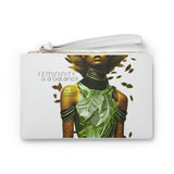 Buy Martian Merch ™ | "Femininity Is A Balance ..." White Vegan Leather Clutch Bag (Dorada + Azul)