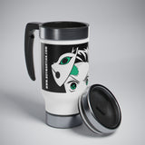 Buy Martian Merch ™ | Anime Inspired :  Tan - Ish Stainless Steel Travel Mug w/ Handle, 14oz (Black)