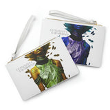 Buy Martian Merch ™ | "Femininity Is A Balance ..." White Vegan Leather Clutch Bag (Dorada + Azul)