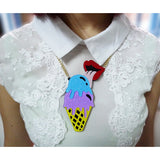 Your Fave Travel Merch | Quirky Fashion Jewelry Custom Women Acrylic Anime Ice Cream Large Pendant Necklace Cosplay Link Chain Trendy Lovely Jewelry