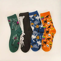 Your Fave Holiday Merch | @BuyMartian Unisex Festive Halloween Novelty Socks | 4 or 5 Pack | Spooky Animal Skeleton, Skulls, Pumpkins, Bats, and Eyeballs Design | Soft, Breathable, Stretchy | For Parties, Cosplay, Casual wear | Great Gift