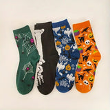 Your Fave Holiday Merch | @BuyMartian Unisex Festive Halloween Novelty Socks | 4 or 5 Pack | Spooky Animal Skeleton, Skulls, Pumpkins, Bats, and Eyeballs Design | Soft, Breathable, Stretchy | For Parties, Cosplay, Casual wear | Great Gift