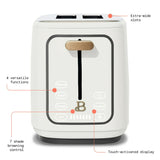 Beautiful 2 Slice Modern Toaster White Icing Touch Display Wide Slot 7 Shade Browning by Drew Barrymore