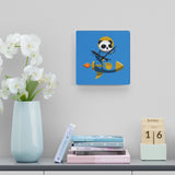 Rocket Panda Wall Clock – Carolina Gold Edition | Square 10.75" Acrylic Timepiece for Galactic Spaces