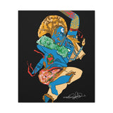 Indigenous Blue – 20x24 Afrofuturistic Warrior Matte Canvas Wall Art | CIQ Designs x Buy Martian Merch™ | FSC Wood Frame | Bold Cultural Statement