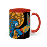 Indigenous Blue Accent Mug – Ceramic Coffee Cup with Colored Handle | CIQ Designs x Buy Martian Merch™ | Cultural Art, Dishwasher & Microwave Safe