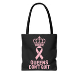 Supportive Breast Cancer Awareness Tote – Double-Sided  “Tougher Than Tumors” + “Queens Don’t Quit” Design | Gift Bag for Survivors, Fighters & Supporters