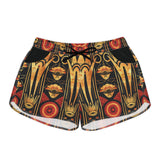 Buy Martian Merch™ | IronEagle 47 African Art Deco Women's Casual Shorts | Sun of Mars (Red, Gold, Black)