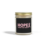 Inspirational Hope Candle – “Tougher Than Tumors” Breast Cancer Gift for Her | 4oz or 9oz Coconut Apricot Wax | Clear or Amber Glass Jar