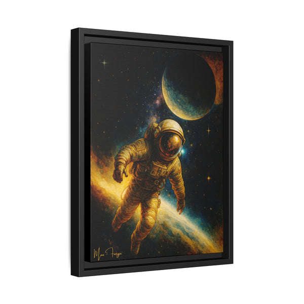 54 Mondays™ Project | Eclipse Meridian – Beverly Hills Edition | Astronaut Near Planetary Shadow | Cosmic Noir Wall Art | Limited Gold Max Fuega™ Signature | FSC-Certified Framed Matte Canvas