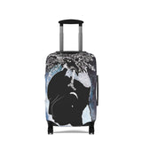 Suitcase with a black and white design on a white background