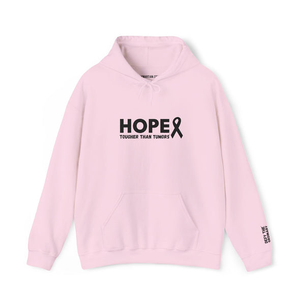 Hope Embroidered Hoodie – “Tougher Than Tumors” Motivational Unisex Pullover | Breast Cancer Awareness Gift for Survivor or Supporter | 2 Color Options