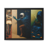 Framed artwork with abstract figures and a black frame