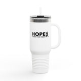 Hope Insulated Travel Mug – 40oz Stainless Steel Tumbler with Handle | Motivational Hot & Cold Cup for Cancer Survivors, Supporters, or Everyday Warriors