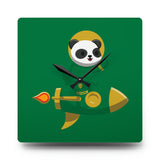 Rocket Panda Acrylic Wall Clock (Green Fortune Version)