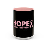 Hopeful Pink Ribbon Coffee Mug - Inspiration Gift for Cancer Survivors, Encouragement Cup, Supportive Breast Cancer Awareness