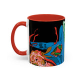 Indigenous Blue Accent Mug – Ceramic Coffee Cup with Colored Handle | CIQ Designs x Buy Martian Merch™ | Cultural Art, Dishwasher & Microwave Safe
