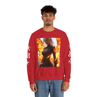 54 Mondays Project™ | The Saucy Martian™ | BattleScar Galactica™ AguaFuega Unisex Heavy Blend Crewneck Sweatshirt | (@AI_FusionPhoenix Anime Variation 001) |  S-5XL